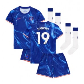 Chelsea Jadon Sancho #19 Dětské Domácí dres komplet 2024-25 Krátký Rukáv (+ trenýrky)